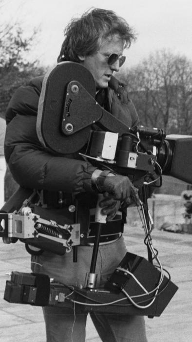 Garrett Brown wearing his body-mounted Steadicam