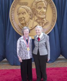Edith Flanigen and Mildred Dresselhaus at the National Inventors Hall of Fame Illumination Ceremony