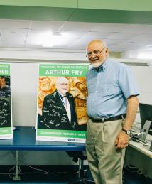 Arthur Fry visiting Camp Invention with co-inventor Spencer Silver