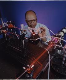 Marshall Jones working with a laser