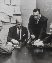 Photograph of Diuril chemists Karl H. Beyer Jr., James Sprague, Frederick Novello  and John Baer