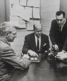 Photograph of Diuril chemists Karl H. Beyer Jr., James Sprague, Frederick Novello  and John Baer